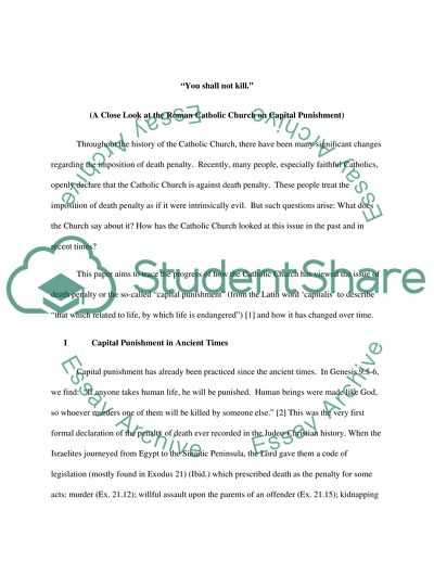 Catholic Church and the Death Penalty