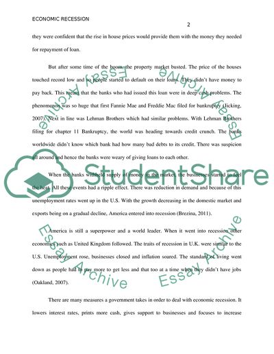 Effect of the Economic Recession