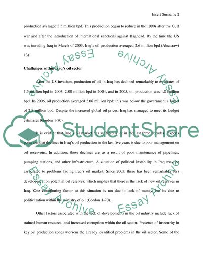 Oils Influence on Development in Iraq