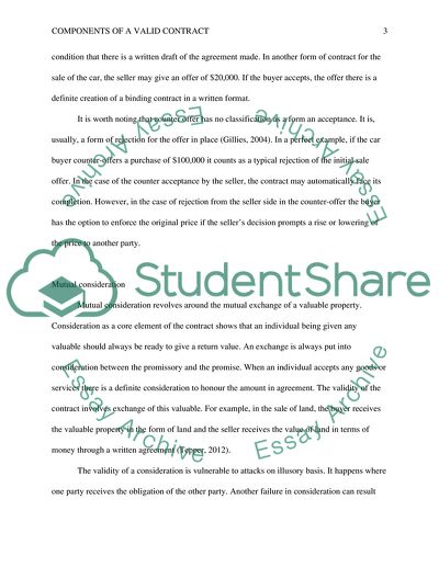 Components of a Valid Contract