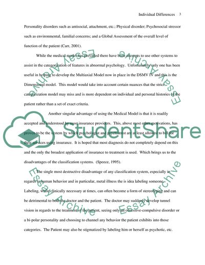 Individual Differences and Abnormal Psychology