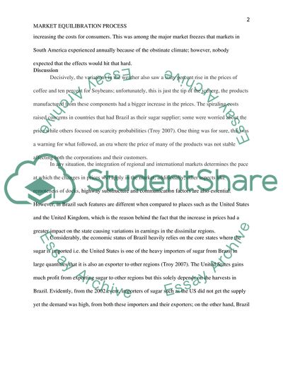 Market Equilibration Process
