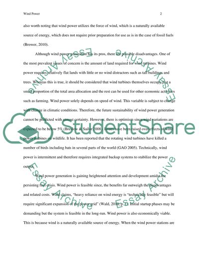 Wind Power as Source of Energy