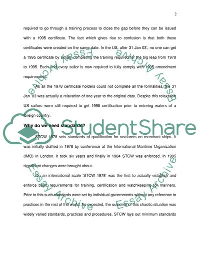 Standards of Training and Certification