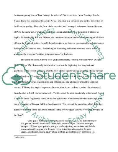 The Formal Analogue to Peruvian Despair in Vargas Llosas
