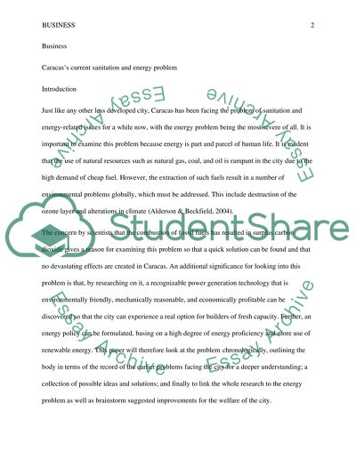 Caracass Current Sanitation and Energy Problem