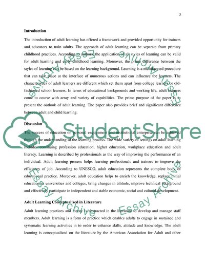 The Success of the Adult Learning Process