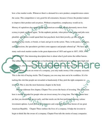 Summary and Personal Opinion on Peter Lynch and John Rothchild Learn to Earn