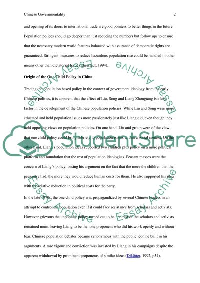 All population and surveillance the keys to Chinese governmentality as in Europe