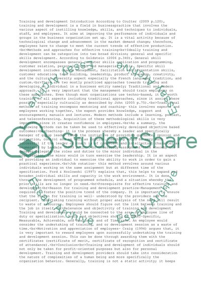 Training and development