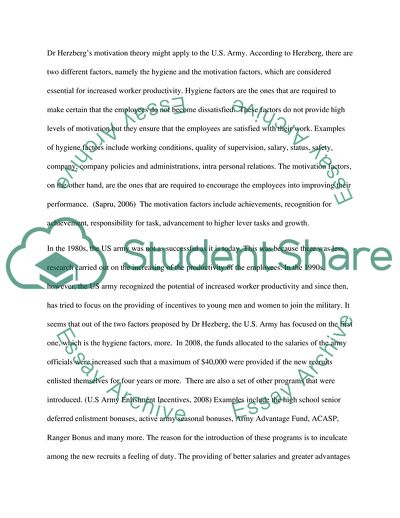 Motivational Theory in the Context of the US Army