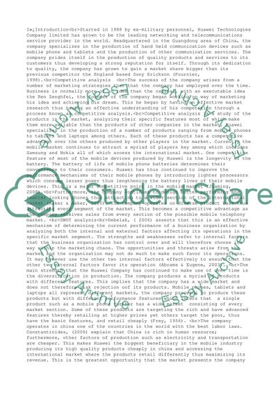 Competitive Analysis and SWOT analysis of Huawei