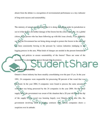Sustainability of Whiskey Jack Forest in Ontario