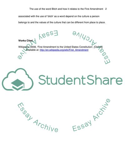 The use of the word Bitch and how it relates to the First Amendment