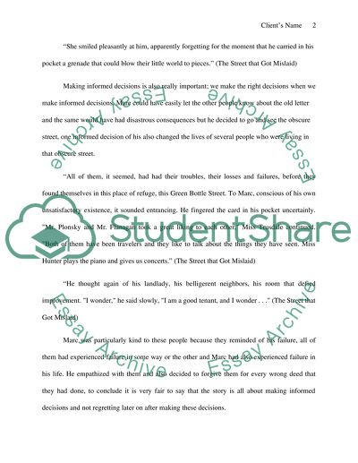 Writing assignment on a short story titled The Street That Got Mislaid