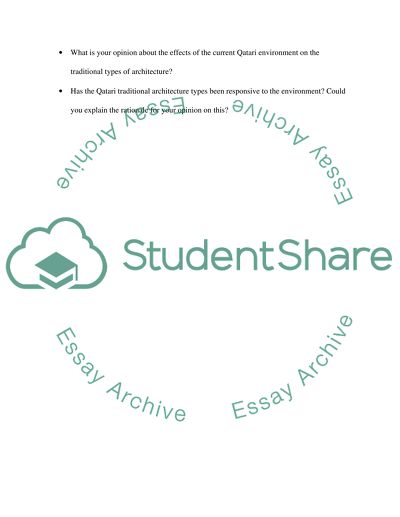 Assessment of Qatari Traditional Architecture Responsiveness