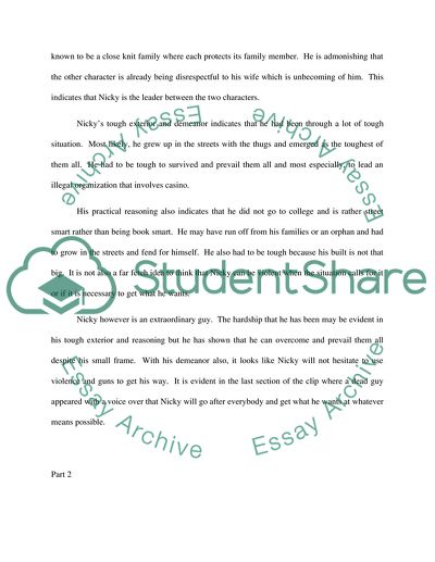 Character analysis with Character questionnaire (NICKY from CASINO(1995))// Characters journal entry