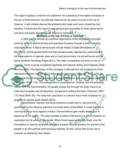 State Monopoly in Using Force/Coercion