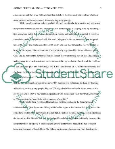 Active, Spiritual, and Autonomous at 72