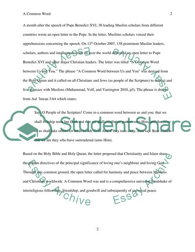 A Common Word in Religion