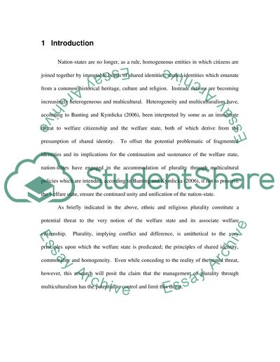 AN EXAMINATION OF THE EXTENT TO WHICH IMMIGRATION AND ETHNIC RELIGIOUS PLURALISM THREATENS THE WELFARE