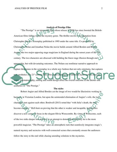 Analysis of Prestige Film