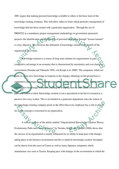 Knowledge Management as an Essential Tool for Organization