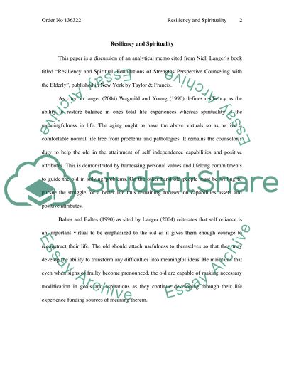 Resiliency and Spirituality