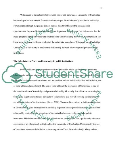 Knowledge and Power in Cambridge University