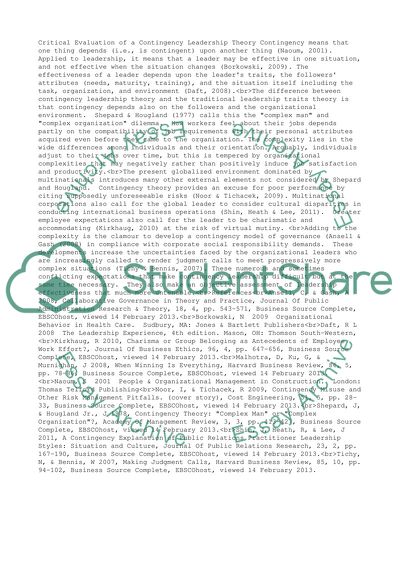 Contingency Leadership Theory