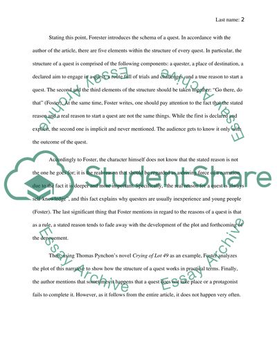 The Epic of Gilgamesh as a Quest