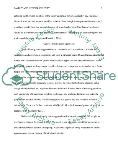 Chosen Family and Gender Identity Micro-Aggression