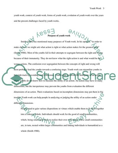 The Nature and Purpose of Youth Work In a Historical Context