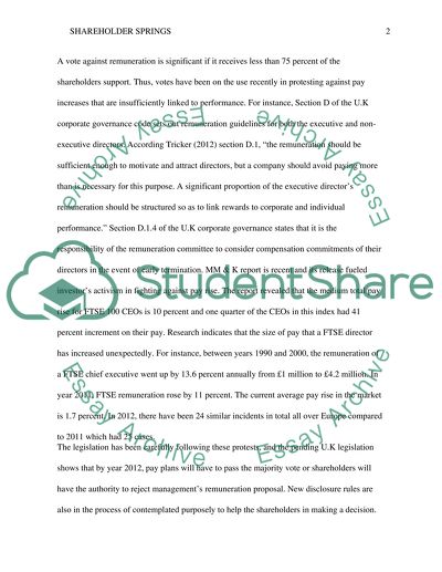 Increase in Payments for Shareholders