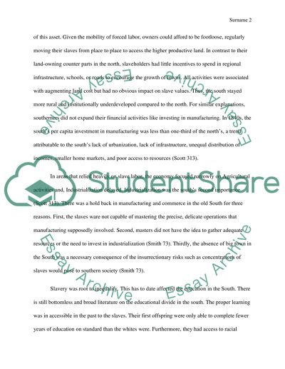 Slavery Legacy anf Its Influence on Economic Development of U.S. South