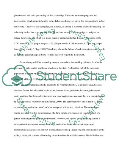 Personal Responsibility: A Plan to Promote Healthy Practices