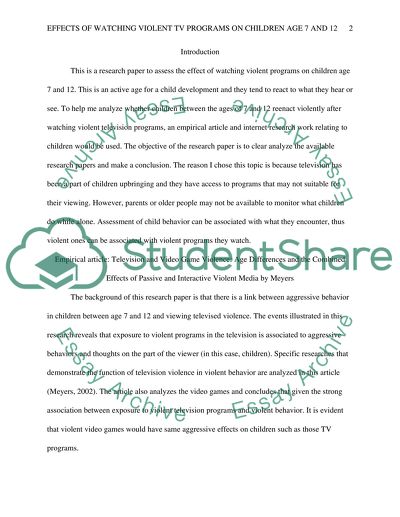 Effect of Watching Violent Programs on Children