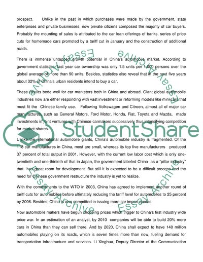 Entry Mode in the Chinese Car Industry