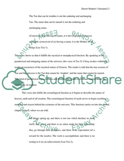 Tao te ching essay