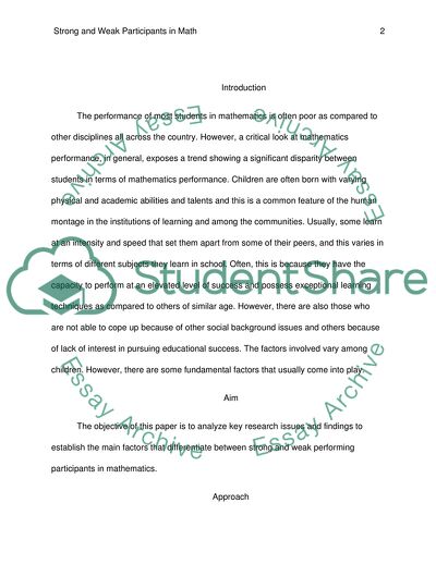 Strong and Weak Participants in Math