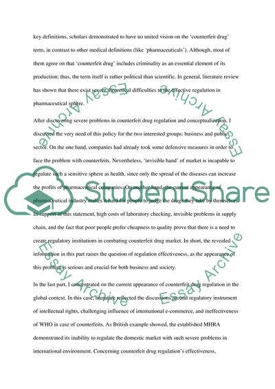 Regulation in Pharmaceutical Drug Counterfeit Market