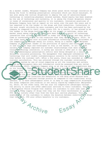 Walgreen Company and Caremark Corporation Competitive Advantage