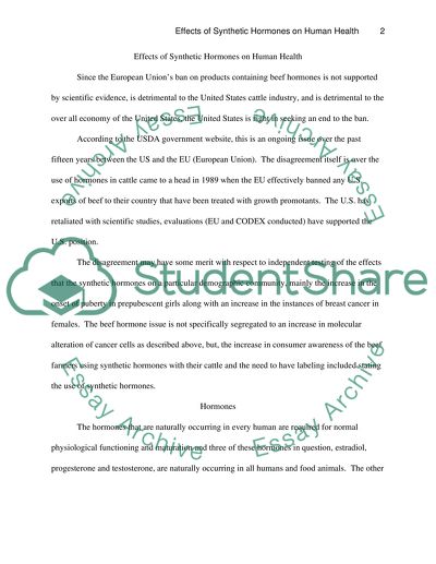 Effects of Synthetic Hormones on Human Health