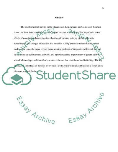 Lack Of Parental Involvement And Its Effects On The Childs Education