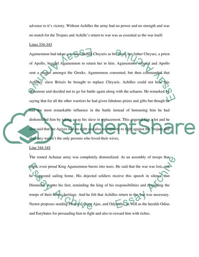 What is Achilleus line of reasoning in specific Line