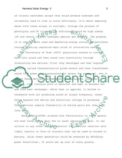 New Techniques to Harness Energy of Sun