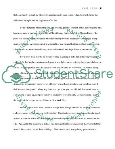 Personal paper on SoHo, NYC. First-person