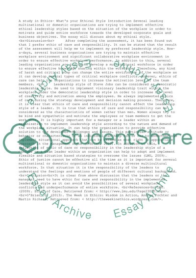 A Study in Ethics - Whats you ethical style