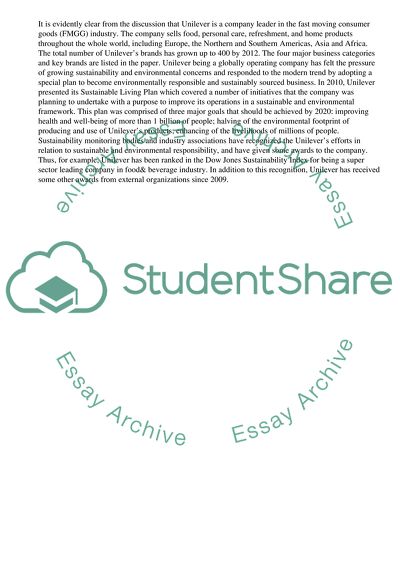 Unilevers Attempts to Improve the Sustainability