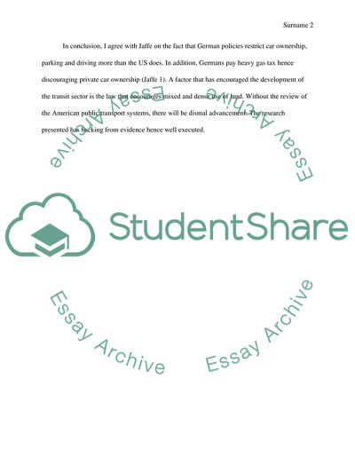 Germans Transport policies influence its success